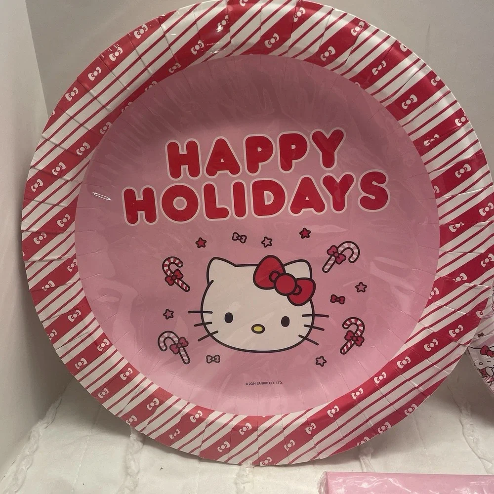 Sanrio Hello Kitty Holiday Party Christmas Paper Tableware Set 72 Pieces NEW